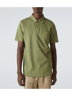 Sunspel England Riviera Polo Shirt Short Sleeve in Green Size Large